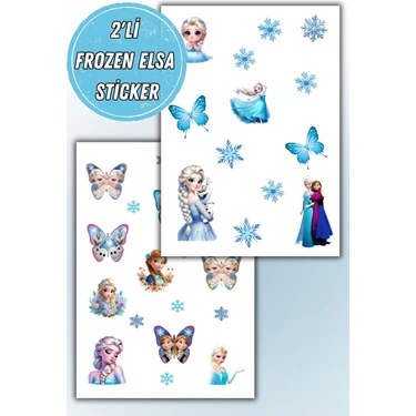Birikiyedi Frozen Elsa 2 Li Set Sticker Telefon Laptop Notebook Tablet Defter Matara