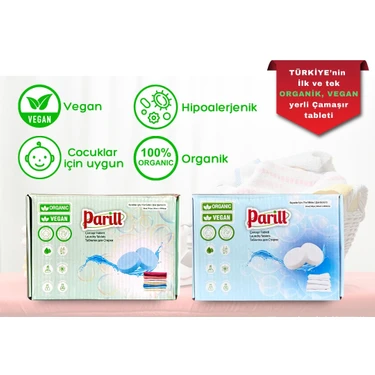 Parill Beyazlar ve Renkliler Için Çamaşır Tableti – Organik & Vegan 2'li