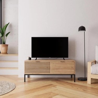 Bimossa B0060 120 cm Alya TV Sehpası 50'' TV Uyumlu Metal Ayaklı Modern Depolamalı Tv