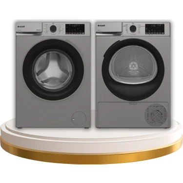 9 kg Çamaşır - Kurutma Makinesi Gri Set (9120 Dmx S- 900 Kmx