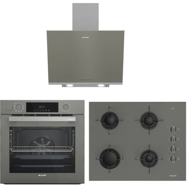 Arçelik  Gri Üçlü Buhar Destekli Cam Ankastre Set (Afc 342 G + Ocd T 651 Eg + Ade 606-2