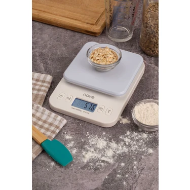 Nave K5088 Dijital Mutfak Tartısı Pilli – 0.1g Hassasiyetli, 6kg, Çoklu Birimli Hassas