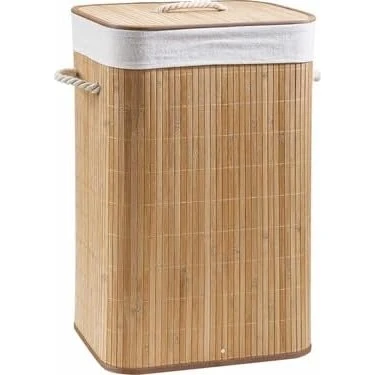 Naturel Oval Banyo Bambu Çamaşır Kirli Sepeti Yuvarlak Kare Naturel