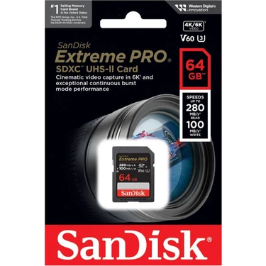 Sandisk Extreme Pro 64GB 280MB/S V60 Uhs-Iı Sdxc Hafıza Ka Fiyatı