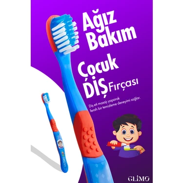 Glimo Kids Ağız Bakım Diş Fırçası Mavi | 3 Yaş Için Ultra Yumuşak Kıl, Diş Eti Dostu, Çocuk Diş