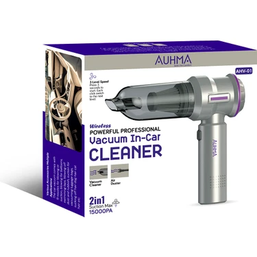 Auhma AHV-01 Şarjlı Kablosuz Araç Süpürgesi - 15000PA Güçlü Vakum ve Hava Üfleme Özelliği ile Çok