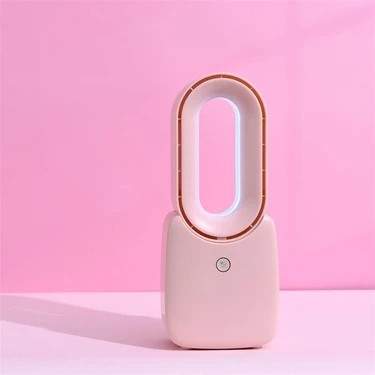 Yunpaly Taşınabilir Pembe Minik Bıçaksız Fan USB Şarj Edilebilir Gömülü Lityum Pil (Yurt