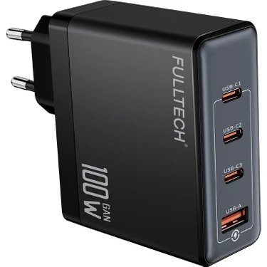 Fulltech FC24 100W Gan Hızlı Şarj Adaptörü | 3x Usb-C + 1x Usb-A Çoklu Port | Laptop & Telefon