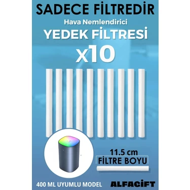 Alfa Gift Hava Nemlendirici Yedek Filtre 10 Adet – Pamuklu Çubuk 11.5 cm 400 ml Uyumlu Model Buhar