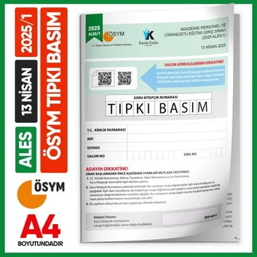Ales 2025/1 Ösym Tıpkı Basım Çıkmış Soru Deneme Kitapçığı Video/pdf Çözümlü Türkiye