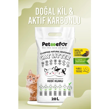 Petefor 20 lt Aktif Karbonlu Topaklaşan Organik Kedi Kumu Koku Kontrolü