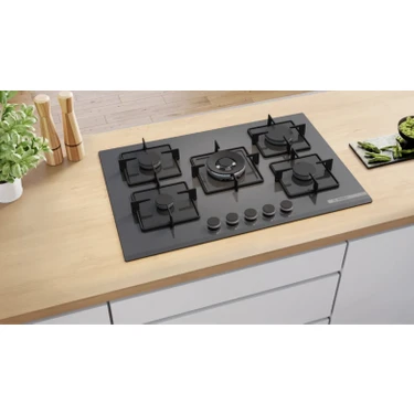 Bosch PNQ7B9P30O Serie 4 Gazlı Ocak 75 cm Sert Cam, Antrasit