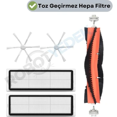 robotyedek Xiaomi Vacuum Mop 2 (STYTJ03ZHM) Uyumlu  Yedek Mopsuz Fırça Hepa Filtre Seti-5
