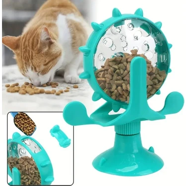 Kedi ve Küçük Köpek Için Döner Mama Dağıtıcı Kabı, Eğlenceli Vakumlu Oyuncak, Zeka ve Egzersiz