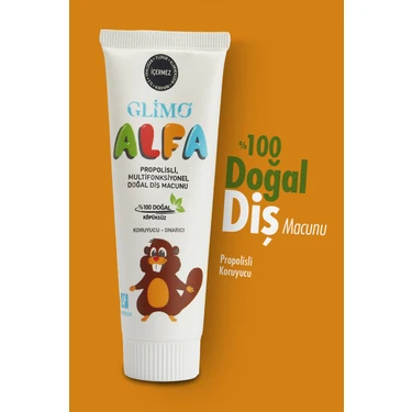 Glimo Alfa Propolisli %100 Doğal Çocuk Diş Macunu 50 Ml, Yutulabilir Güvenli,
