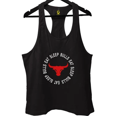 Top Glory Bulls Siyah Gym Fitness Tank Top Sporcu