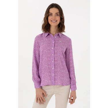 U.S. Polo Assn. Kadın Mor Gömlek Desenli