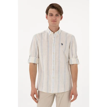 U.S. Polo Assn. Erkek Beyaz Gömlek Desenli