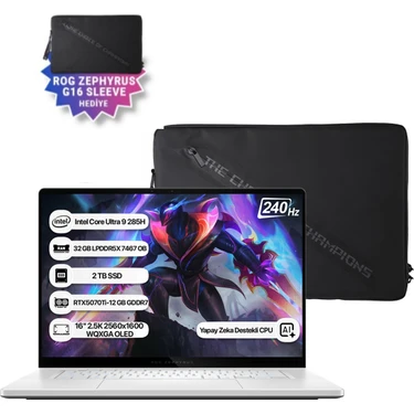 Asus Rog Zephyrus G16 GU605CR-QR204 Intel Core Ultra 9 285H Npu 13 Tops 32GB 2tb SSD RTX5070TI-12GB