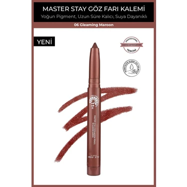 Suya Dayanıklı 11 Saat Kalıcı Yoğun Pigmentli Kremsi Göz Kalem Farı - Master Stay 06 Gleaming