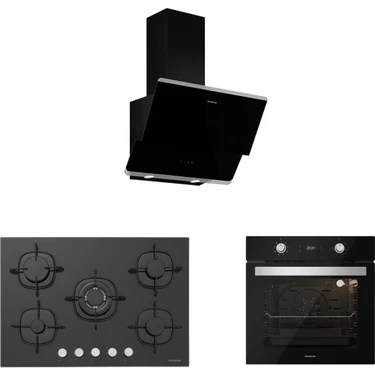 Silverline Siyah Cam Ankastre Set (3490 Oslo 60