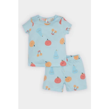 DeFacto %100 Pamuklu Meyve Desenli Beli Lastikli Pijama Takımı Kız Bebek
