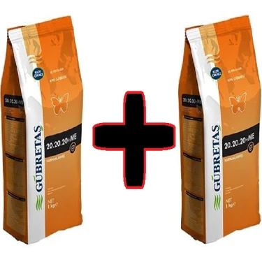 2 Adet Gübretaş 20.20.20+ME NPK Gübresi 1 Kg, Orijinal