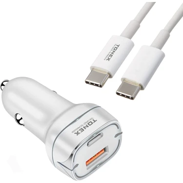 Tonex TA-38W Pd + Usb-A Type-C To Type-C Kablolu Araç Içi Şarj Aleti