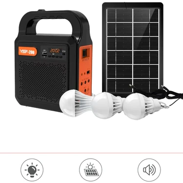Torima YSF-200 Siyah Güneş Enerjili Panelli Fenerli Bluetooth Kamp