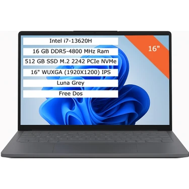 Lenovo Ideapad Slim 3 Intel Core I7 13620H 16GB 512GB SSD 16" Wuxga IPS Fdos Taşınabilir Bilgisayar