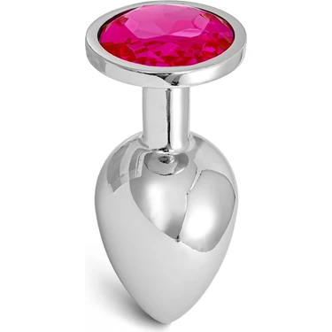 Lolita Shop Gümüş Metal Fuşya Mücevher Taşlı Paslanmaz Çelik 7 cm Anal Açıcı Alıştırıcı Plug