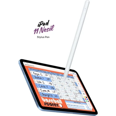 Fuchsia Apple iPad A16 11 Nesil 2025 Avuç İçi Reddetme Özellikli Beyaz Dokunmatik Kalem