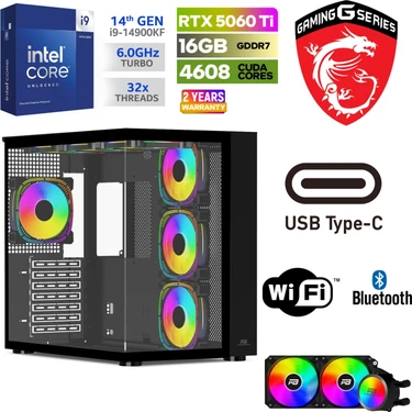 MSI Gaming Pc Ddr5 – Rtx 5060Tİ 16GB – Intel I9 14900KF – 32GB – 64GB Ram – 1 Tb M.2 SSD – Sıvı
