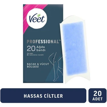 Veet Sir Ağda Bantları Professional Hasas Ciltler Için Bacak ve Vücut Bölgesi 20