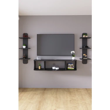 120 cm  Ayaksız Duvara Monteli Tv Ünitesi ve 2 Adet 90 cm  Uzunluk Duvar