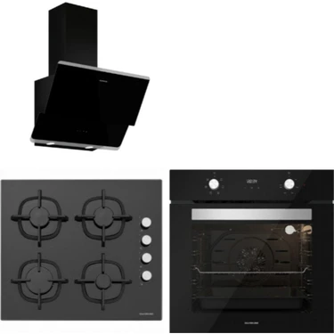 Silverline Siyah Cam Ankastre Set 3490 - CS5343B01 -