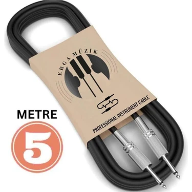 Gitar Jack Kablosu 5m - Elektro Akustik Bas Bağlama Keman Kemençe Amfi & Mixer Uyumlu Jack