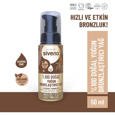 Siveno %100 Doğal Bronzlaştırıcı Yağ Organik Avokado Yağı Nemlendirici Yoğun Bronzlaştırıcı 50