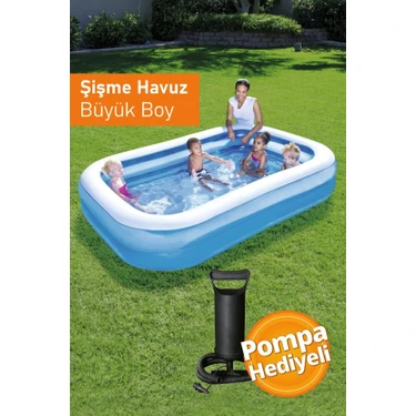 Bestway 12819, Büyük Boy Dikdörtgen Şişme Aile Havuzu + Pompa