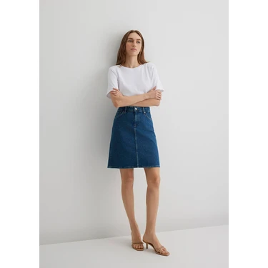 Mavi Valerie Casual Indigo Mavisi Jean Etek 1319833709 Normal Bel Midi Mavi Renk