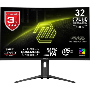MSI MAG 321CUPDF 32’’ 160Hz 0.5 ms (Gtg) 3840X2160 (UHD) AMD FreeSync Premium VA Curved 4K Gaming