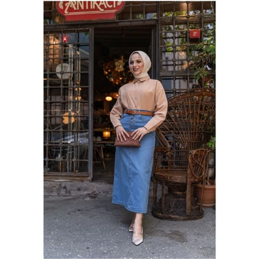 Doğal Kumaşlı Kemerli Kot