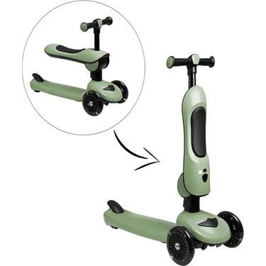 Baby Toys Funride Oturmalı, Tekerlekleri Işıklı Scooter Mint