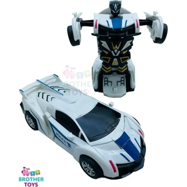 Brother Toys 1 Adet Robota Dönüşen Polis Arabası Lamborghini Oyuncak Transformers Bugatti Robot