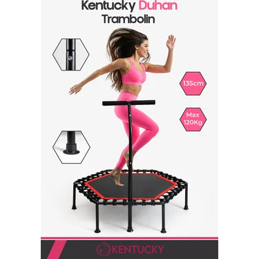 Kentucky Prime 135 cm ( 54 Inç ) Tutmalı Trambolin Çelik Ayak Çelik Gövde Kırmızı