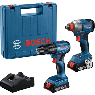 Bosch 2'li Darbeli Vidama ve Matkap Akülü Set GDX 18V-285+GSB 185-LI 2x2 Ah