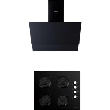 Luxell 2'li Siyah Cam Set (Davlumbaz-Set Üstü