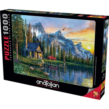 Anatolian 1000 Parça Puzzle – Dağ Evinde Günbatımı, Orta Zorluk Seviyesi, Dayanıklı Mukavva,