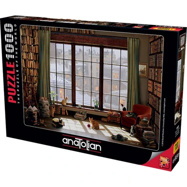 Anatolian 1065 Serisi 1000 Parça Puzzle – Pencere Kedileri, Orta Zorluk Seviyesi, Dayanıklı Mukavva