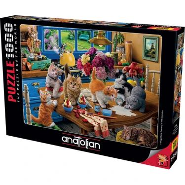 Anatolian 1000 Parçalık Puzzle – Mutfak Kedileri Desenli, Yetişkin ve Gençler İçin Renkli ve